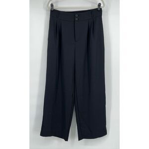 Halara High Waisted Pleated Wide Leg Pants Petite Size Large Black Stretch Work